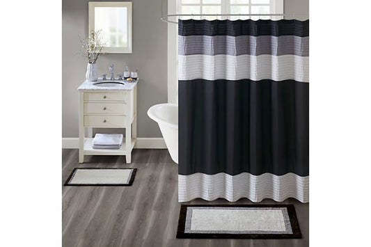 Madison Park Black 20x30" Cotton Tufted Bath Rug